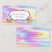 Moderne cute cupcake bakkerij kleurrijk holografis visitekaartje (Voorkant / Achterkant)