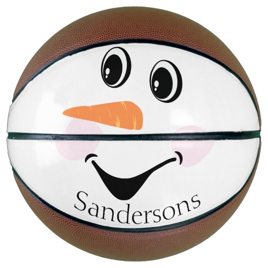Moderne Cute Custom Sneeuwman gezicht Winterfeest Basketbal (Voorkant)