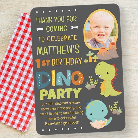 Moderne Cute Dinosaur Dinosaurus Kinderverjaardags Bedankkaart