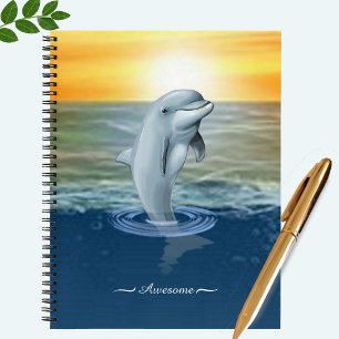 Moderne Cute Dolfijn, en Script op de Oceaan Notitieboek
