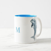 Moderne Cute Dolfijn en Turquoise Initialen Mok (Voorkant rechts)
