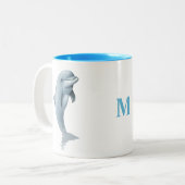 Moderne Cute Dolfijn en Turquoise Initialen Mok (Voorkant links)