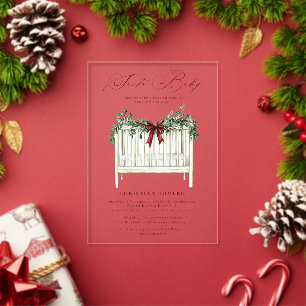 Moderne Cute Elegante Kerstman Baby Baby Shower Acryl Uitnodigingen