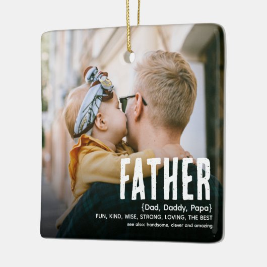 Moderne Cute FATHER Definition 2 Fotokerstmis Keramisch Ornament (Links)