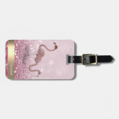 Moderne Cute Flamingo's Glitter Bokeh - Persoonlij Bagagelabel (Voorkant horizontaal)