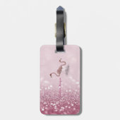 Moderne Cute Flamingo's Glitter Bokeh - Persoonlij Bagagelabel (Achterkant verticaal)