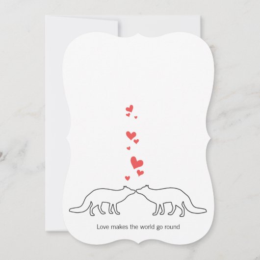  moderne cute fox bruiloft kaart (Achterkant)