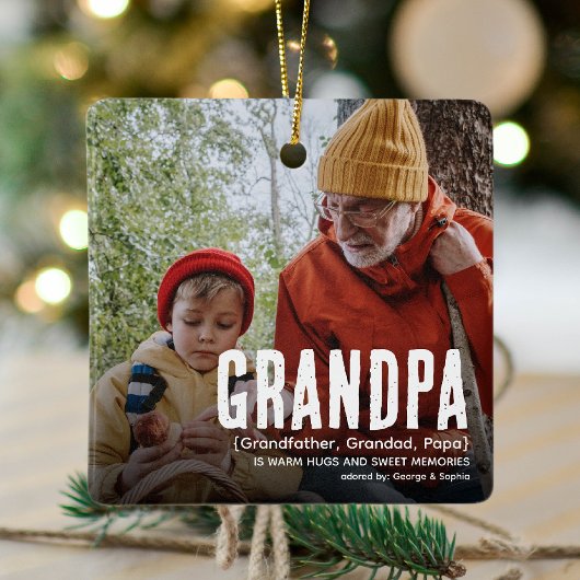 Moderne Cute GRANDPA Definition 2 Fotokerstmis Keramisch Ornament