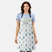 Moderne Cute Green Abstracte kerstbomen Schort (Gedragen)