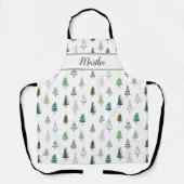 Moderne Cute Green Abstracte kerstbomen Schort (Voorkant)