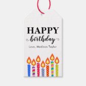 Moderne Cute Happy Birthday Greeting Name Candles Cadeaulabel (Voorkant)