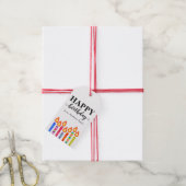 Moderne Cute Happy Birthday Greeting Name Candles Cadeaulabel (Met Touw)