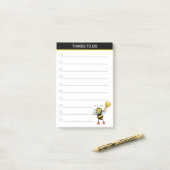 Moderne cute hommel op zwart & wit post-it® notes (Op bureau)