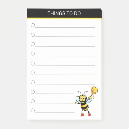 Moderne cute hommel op zwart & wit post-it® notes (Voorkant)