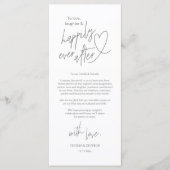 Moderne cute, Huwelijksplek Instelling Bedankkaart Programmakaart (Voorkant)