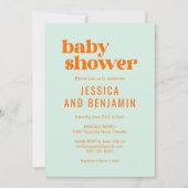 Moderne Cute Mintgroene Sinaasappel Baby Shower Kaart (Voorkant)