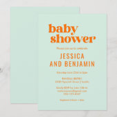 Moderne Cute Mintgroene Sinaasappel Baby Shower Kaart (Voorkant / Achterkant)