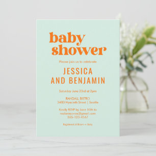 Moderne Cute Mintgroene Sinaasappel Baby Shower Kaart