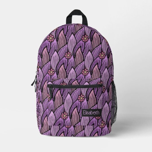 Moderne Cute Paarse Roze Hippie Madeliefjes Bloem  Bedrukte Rugzak (Voorkant)