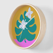 Moderne cute palm geel roze bloem klok (Hoek)