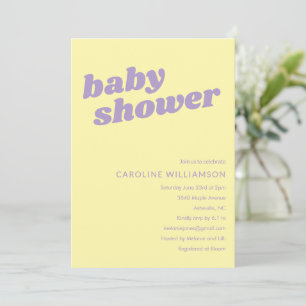 Moderne Cute Pastel Gele Retro Baby Shower Kaart