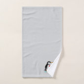 Moderne Cute Pinguïn Koppel op Lichtgrijs Bad Handdoek (Handdoek)