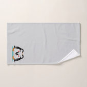 Moderne Cute Pinguïn Koppel op Lichtgrijs Bad Handdoek (Handdoek)