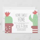 Moderne Cute Potted Cactus Housewarming Party Kaart (Voorkant)
