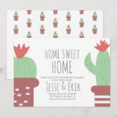 Moderne Cute Potted Cactus Housewarming Party Kaart (Voorkant / Achterkant)