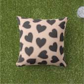 Moderne Cute Roos Gold Black Hearts Pattern Blush Buitenkussen (Gras)