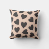 Moderne Cute Roos Gold Black Hearts Pattern Blush Buitenkussen (Voorkant)