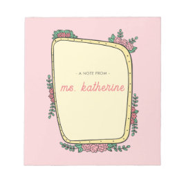 Moderne Cute Roze Boho Bloemige Docent Notitieblok