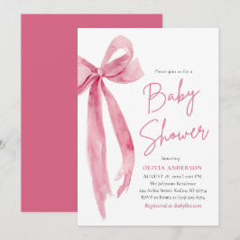 Moderne Cute Roze Boog Baby Shower Kaart