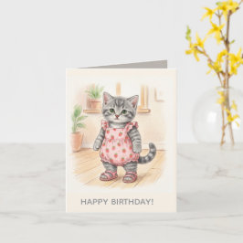 Moderne Cute Roze Kitty Kids Verjaardag Designs Kaart