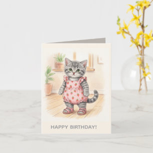 Moderne Cute Roze Kitty Kids Verjaardag Designs Kaart