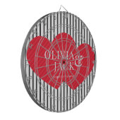 Moderne Cute Rustic Twee Hartjes Zwarte Lijn Valen Dartbord (Voorkant Links)