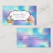 Moderne cute Schattige cupcake bakkerij holographi Visitekaartje (Voorkant / Achterkant)