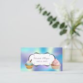 Moderne cute Schattige cupcake bakkerij holographi Visitekaartje (Staand voorkant)