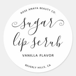 Moderne Cute Script Calligraphy Sugar Lip Scrub Ronde Sticker