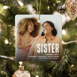 Moderne Cute SISTER Definition 2 Foto Kerstmis Keramisch Ornament