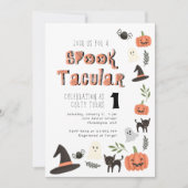 Moderne Cute Spooktacular Halloween Birthday Kaart (Voorkant)