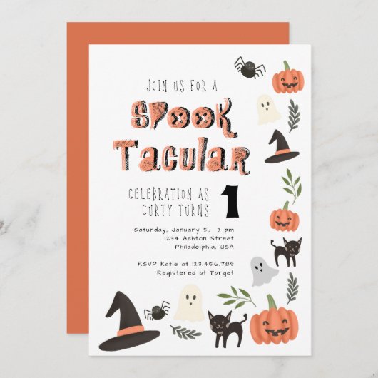 Moderne Cute Spooktacular Halloween Birthday Kaart (Voorkant / Achterkant)