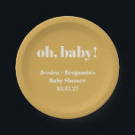 Moderne Cute Stof Gele Baby Shower Aangepaste Naam Papieren Bordje<br><div class="desc">Moderne Cute Stof Gele Baby Shower Aangepaste Naam Papieren Borden</div>