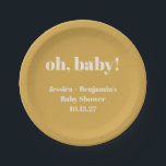 Moderne Cute Stof Gele Baby Shower Aangepaste Naam Papieren Bordje<br><div class="desc">Moderne Cute Stof Gele Baby Shower Aangepaste Naam Papieren Borden</div>