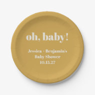 Moderne Cute Stofgeel Baby Shower Aangepaste Naam Papieren Bordje