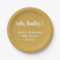 Moderne Cute Stofgeel Baby Shower Aangepaste Naam