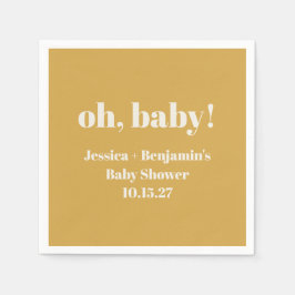 Moderne Cute Stofgeel Baby Shower Aangepaste Naam Servet