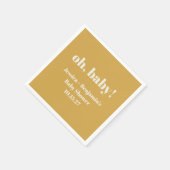 Moderne Cute Stofgeel Baby Shower Aangepaste Naam Servet (Hoek)