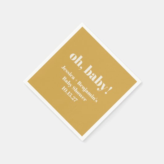 Moderne Cute Stofgeel Baby Shower Aangepaste Naam Servet (Hoek)