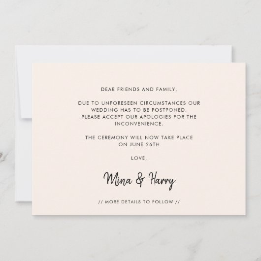 Moderne cute trouwupdate foto aankondiging (Achterkant)